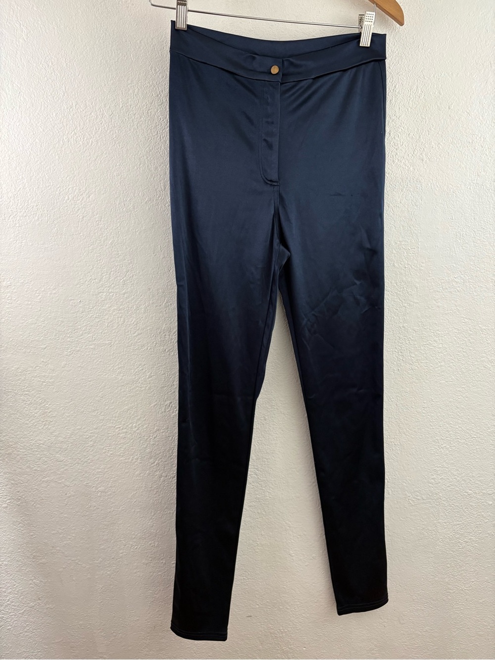 Foreign Exchange Navy blue high-waisted skinny disco pants size M